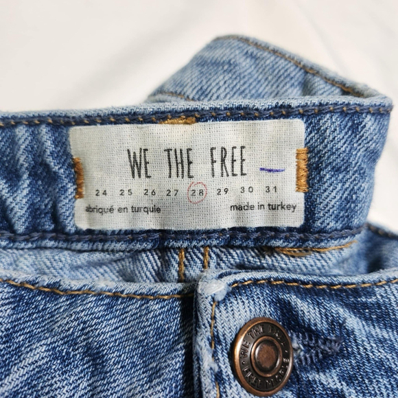 Free People We The Free A-Line Mini Skirt Women's Size 28 Blue Distressed Denim - Picture 6 of 8